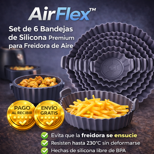 AirFlex™ – Set de 6 Bandejas de Silicona Premium para Freidora de Aire
